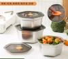 Cross-border hexagonal food storage box, household thickened stainless steel with silicone lid sealed box, refrigerator food and fruit storage box Item Picture